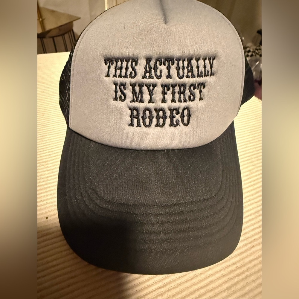 Black and Gray Trucker Hat with Western Embroidery